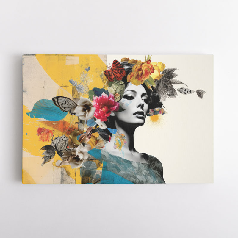 Flowers & Butterfly Women 14 Fusion Collage Wall Art