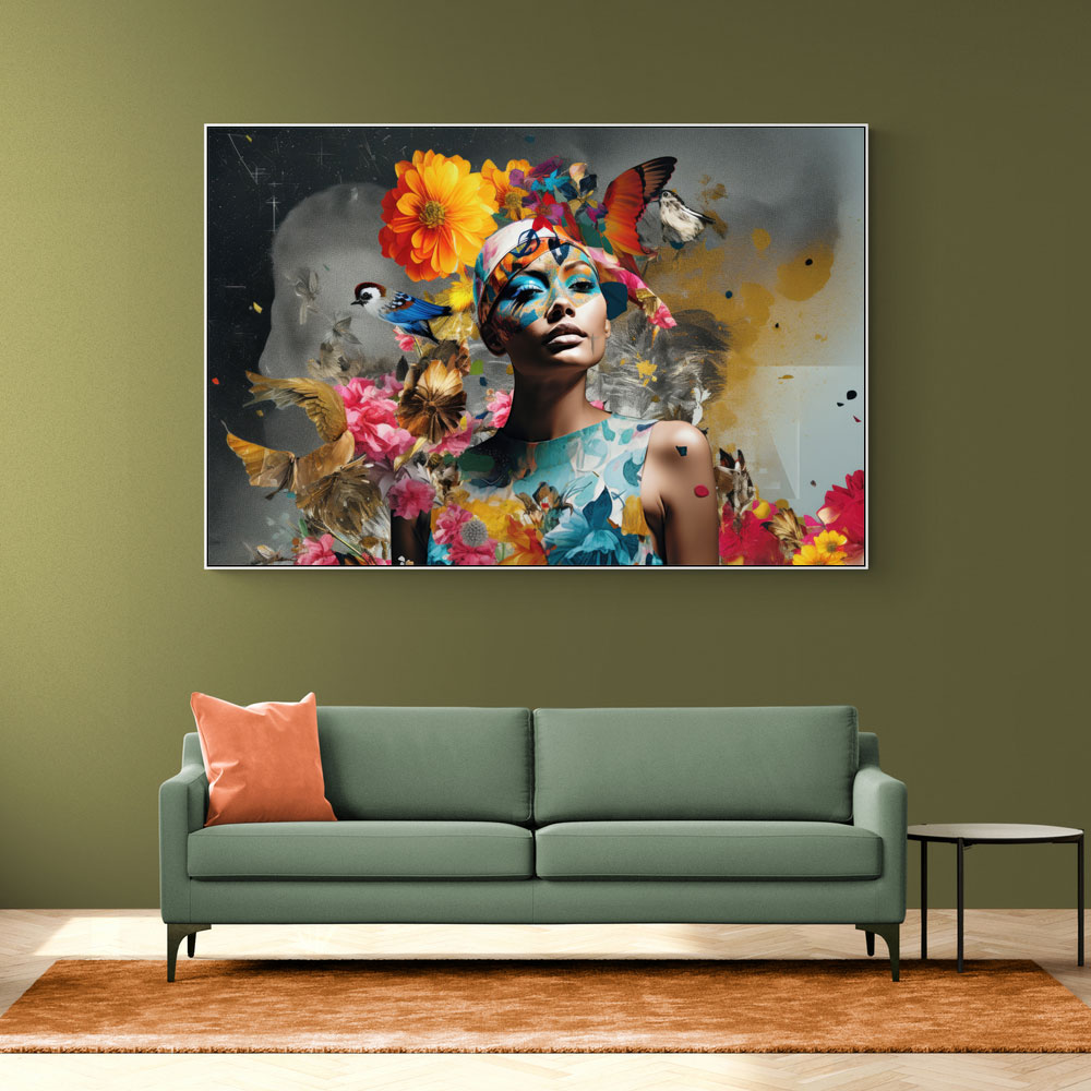 Flowers & Butterfly Women 17 Fusion Collage Wall Art
