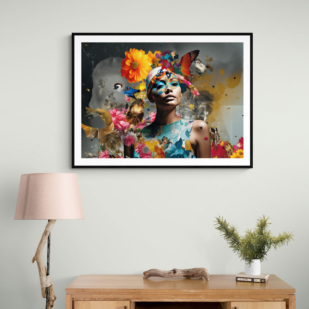 Flowers & Butterfly Women 17 Fusion Collage Wall Art