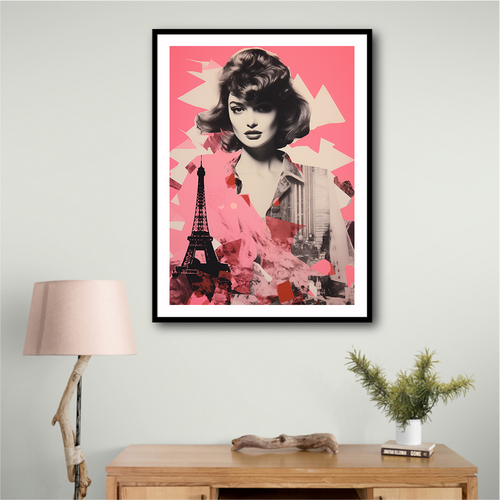 Lady Eiffel Retro Pink Collage