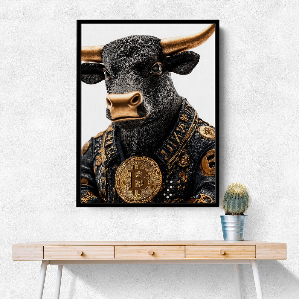 Bitcoin Black Bull Wall Art