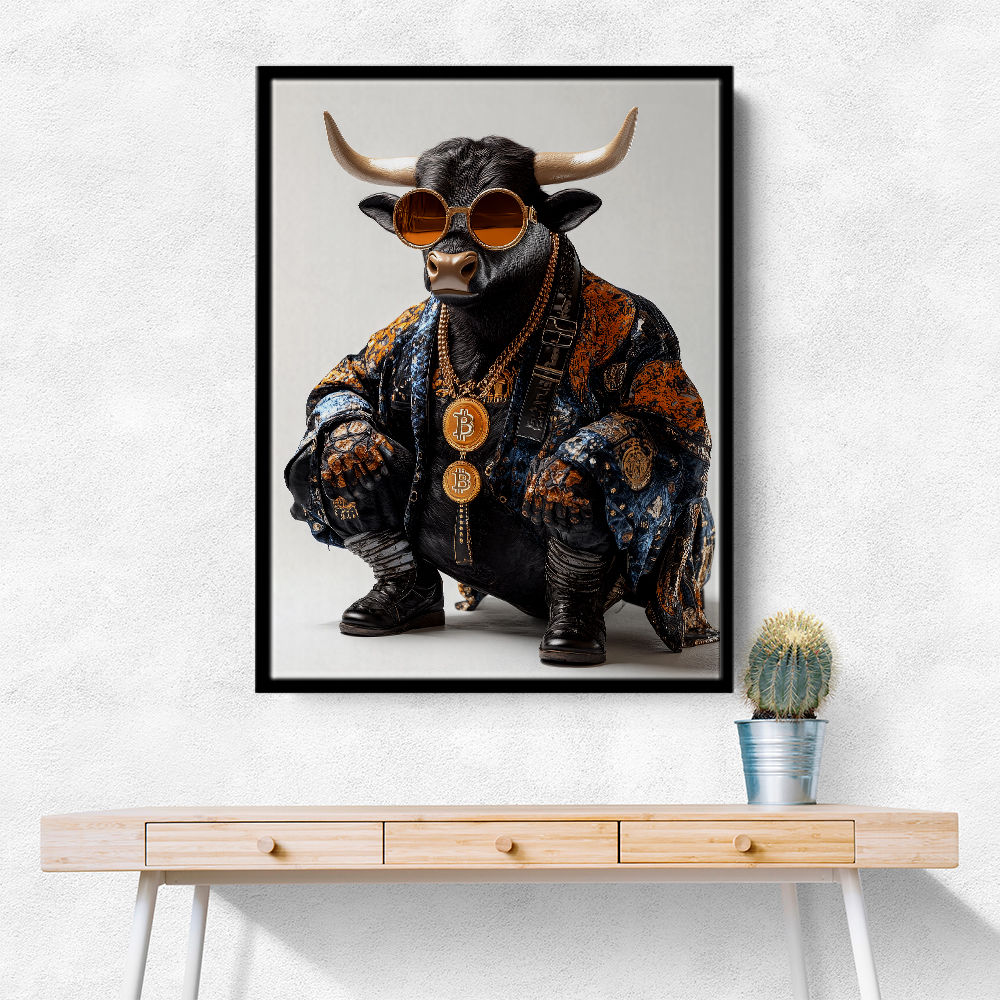 Bitcoin Black Bull 2 Wall Art