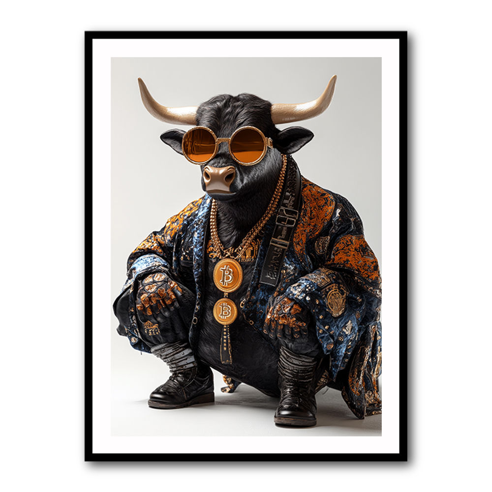 Bitcoin Black Bull 2 Wall Art