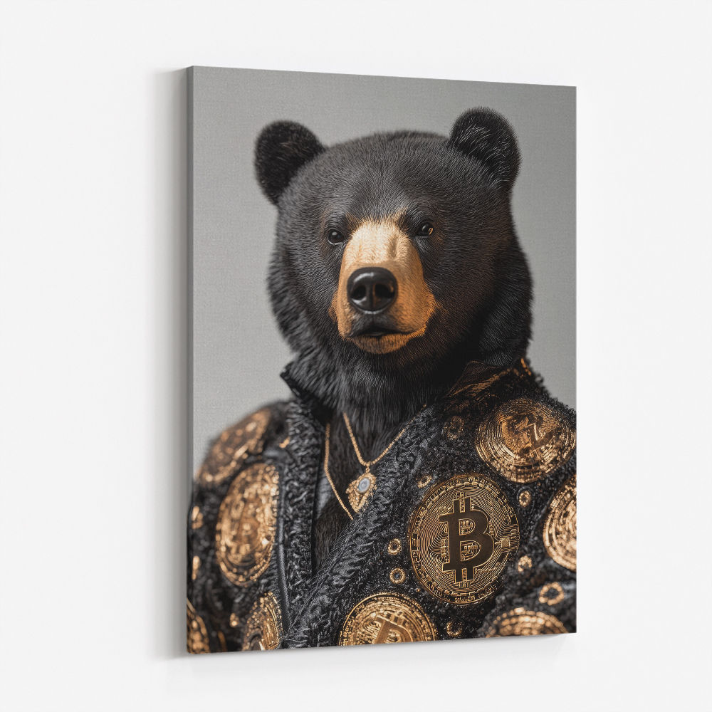 Bitcoin Black Bear Wall Art