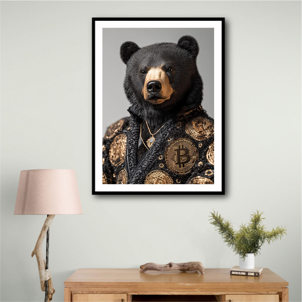 Bitcoin Black Bear Wall Art