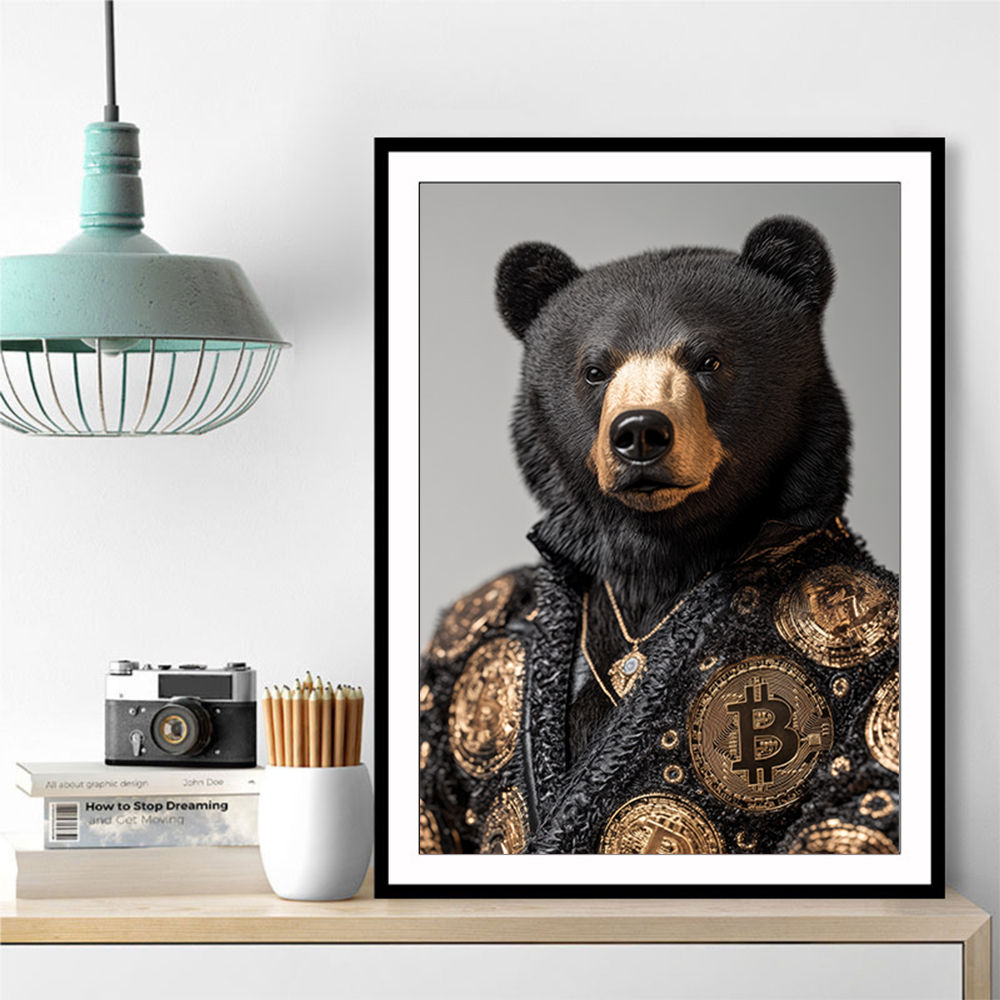 Bitcoin Black Bear Wall Art