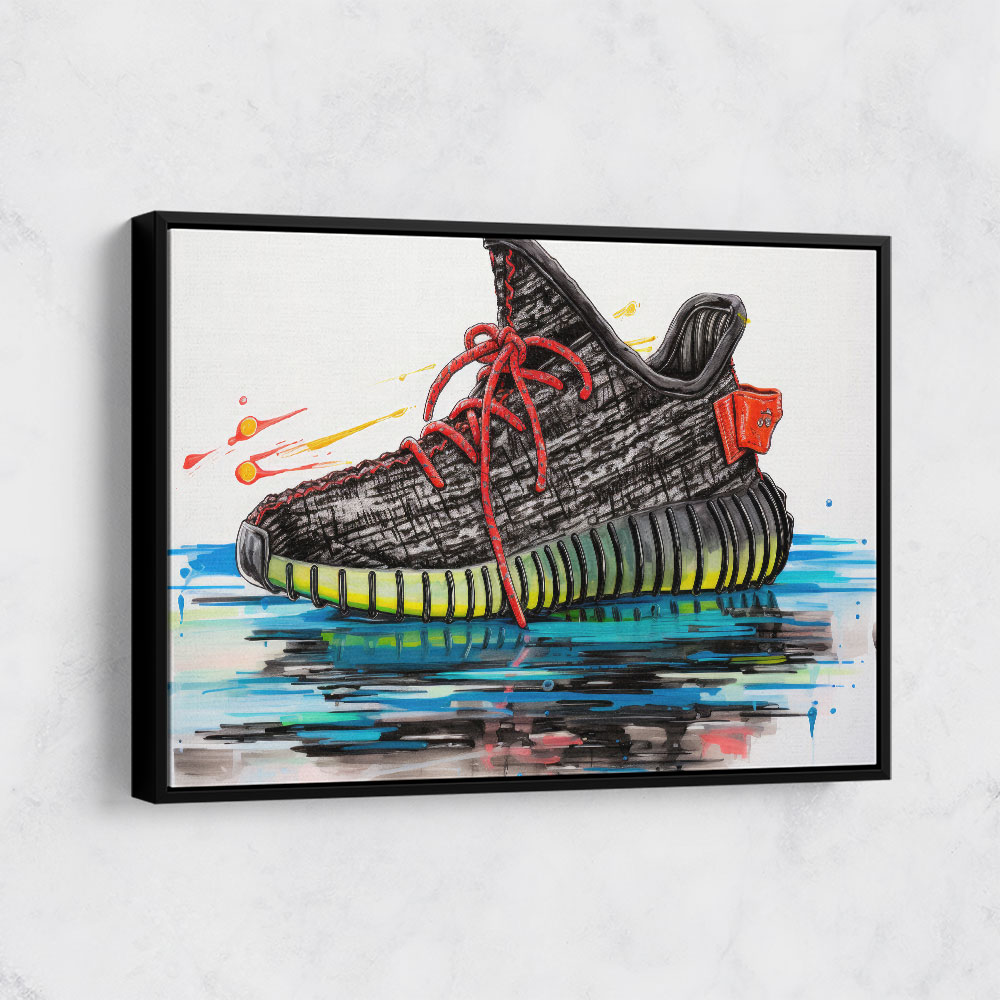 Yeezy Boost 350 Sneakers Graffiti Style Wall Art