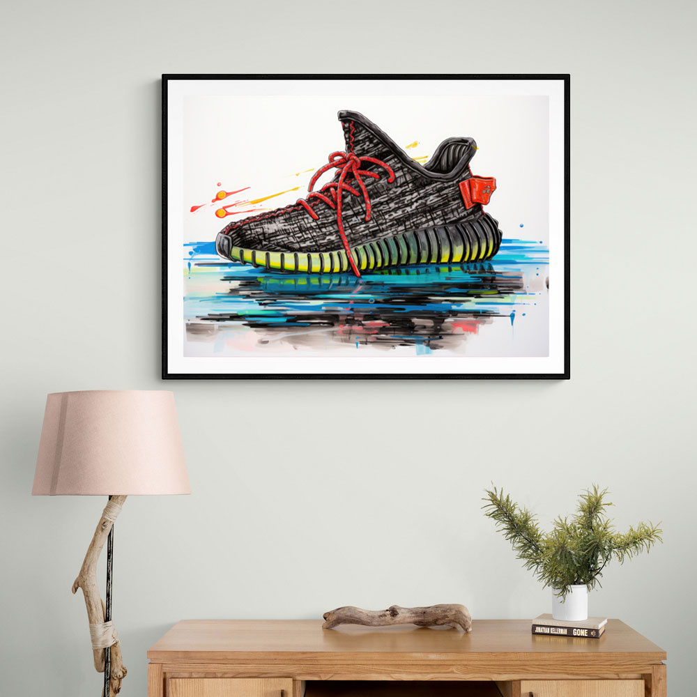 Yeezy Boost 350 Sneakers Graffiti Style Wall Art