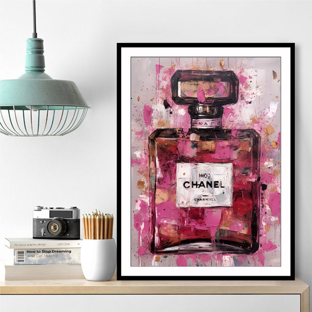 Chanel No 5 Perfume Bottle Pink Abstract Grunge