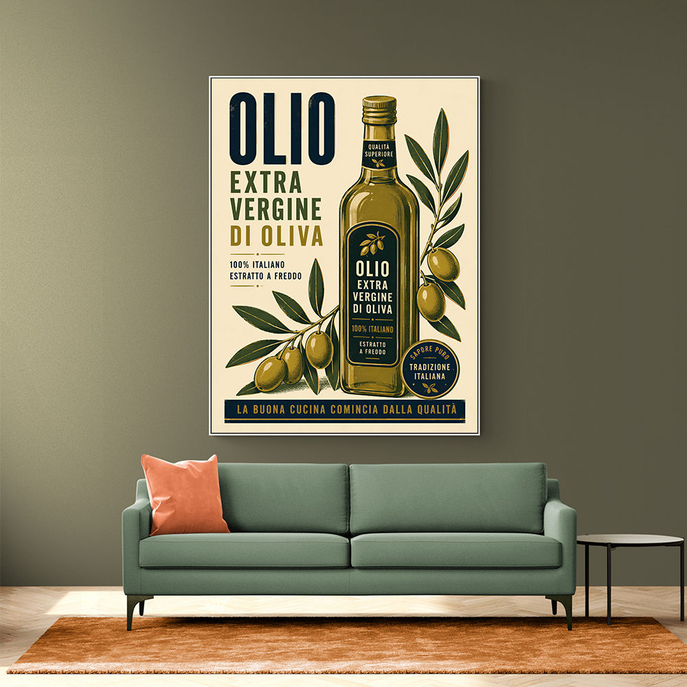 Olive Oil Bottle Vintage Italian Ad Art Print