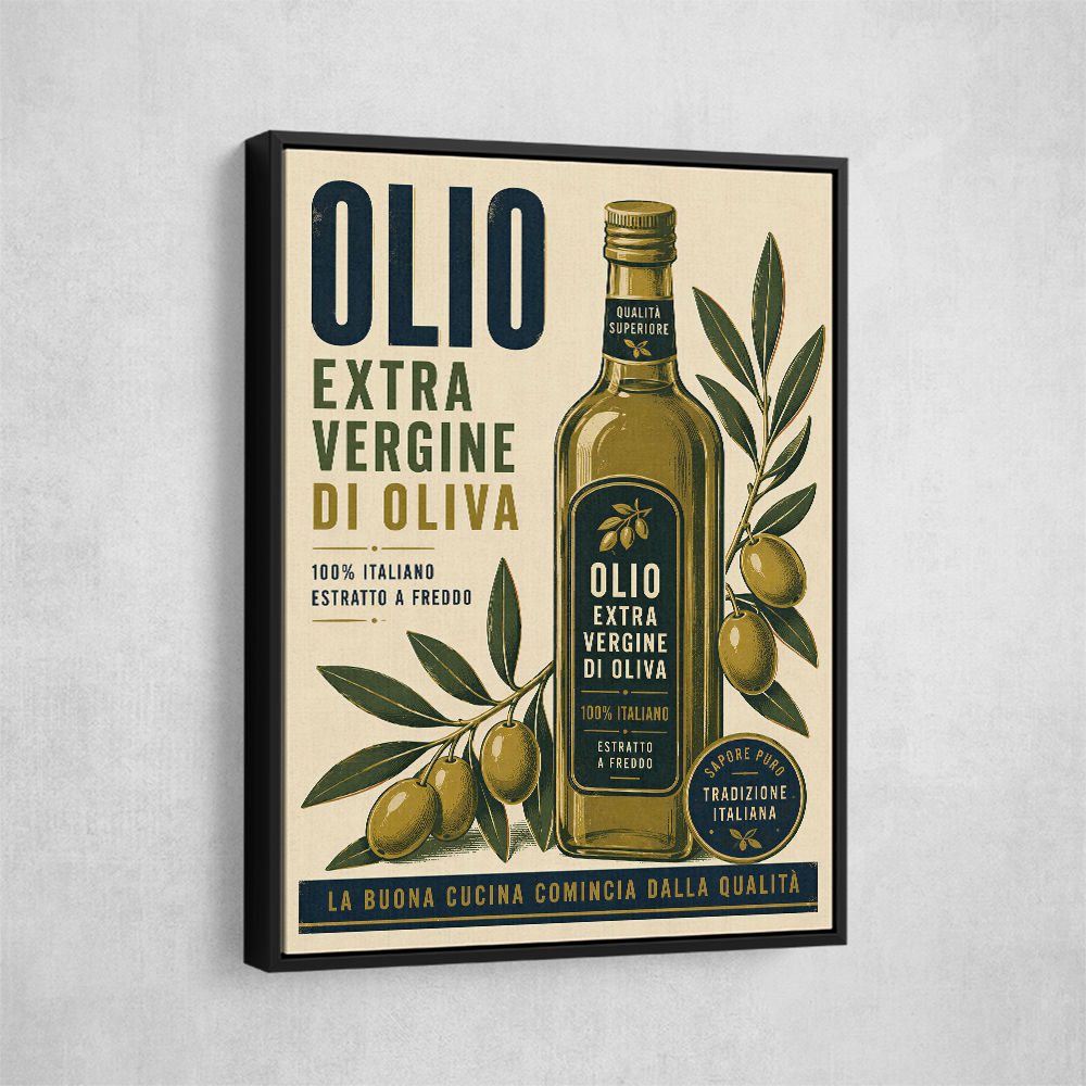 Olive Oil Bottle Vintage Italian Ad Art Print