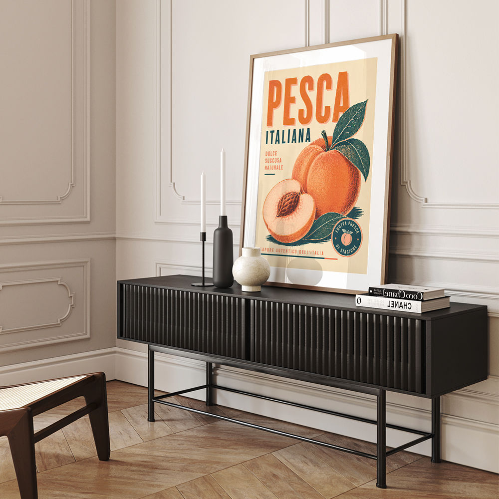 Peaches Italian Fruit Vintage Advert Art Print