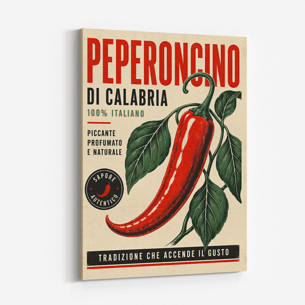 Red Chili Pepper Vintage Poster Wall Art
