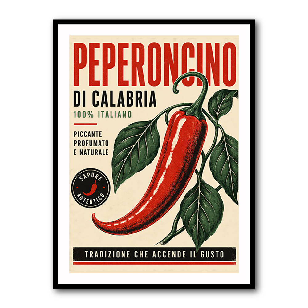 Red Chili Pepper Vintage Poster Wall Art