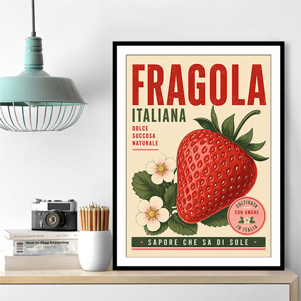 Strawberry Vintage Italian Poster Wall Art
