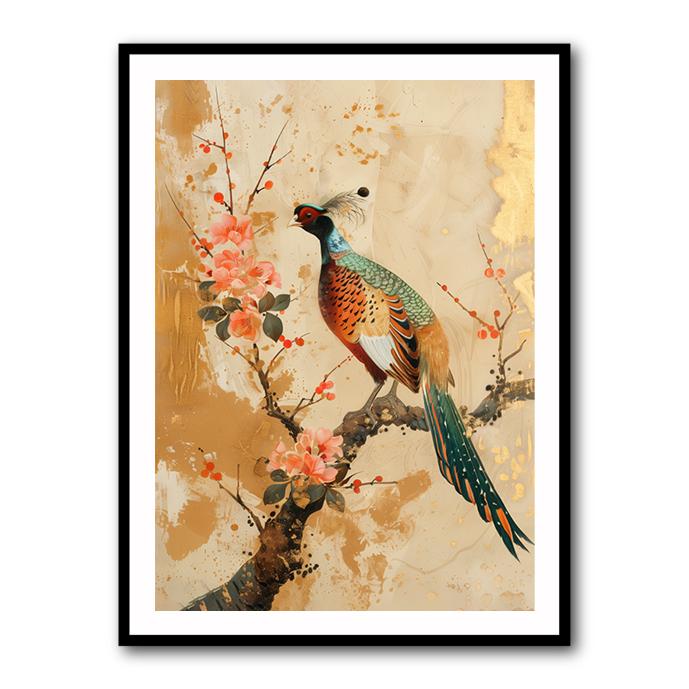 Japanese Green Pheasant 2 Japandi Style Wall Art