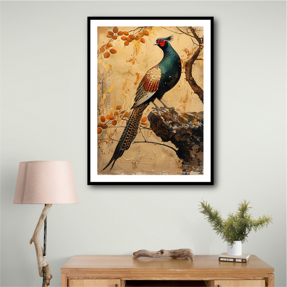 Japanese Green Pheasant 3 Japandi Style Wall Art