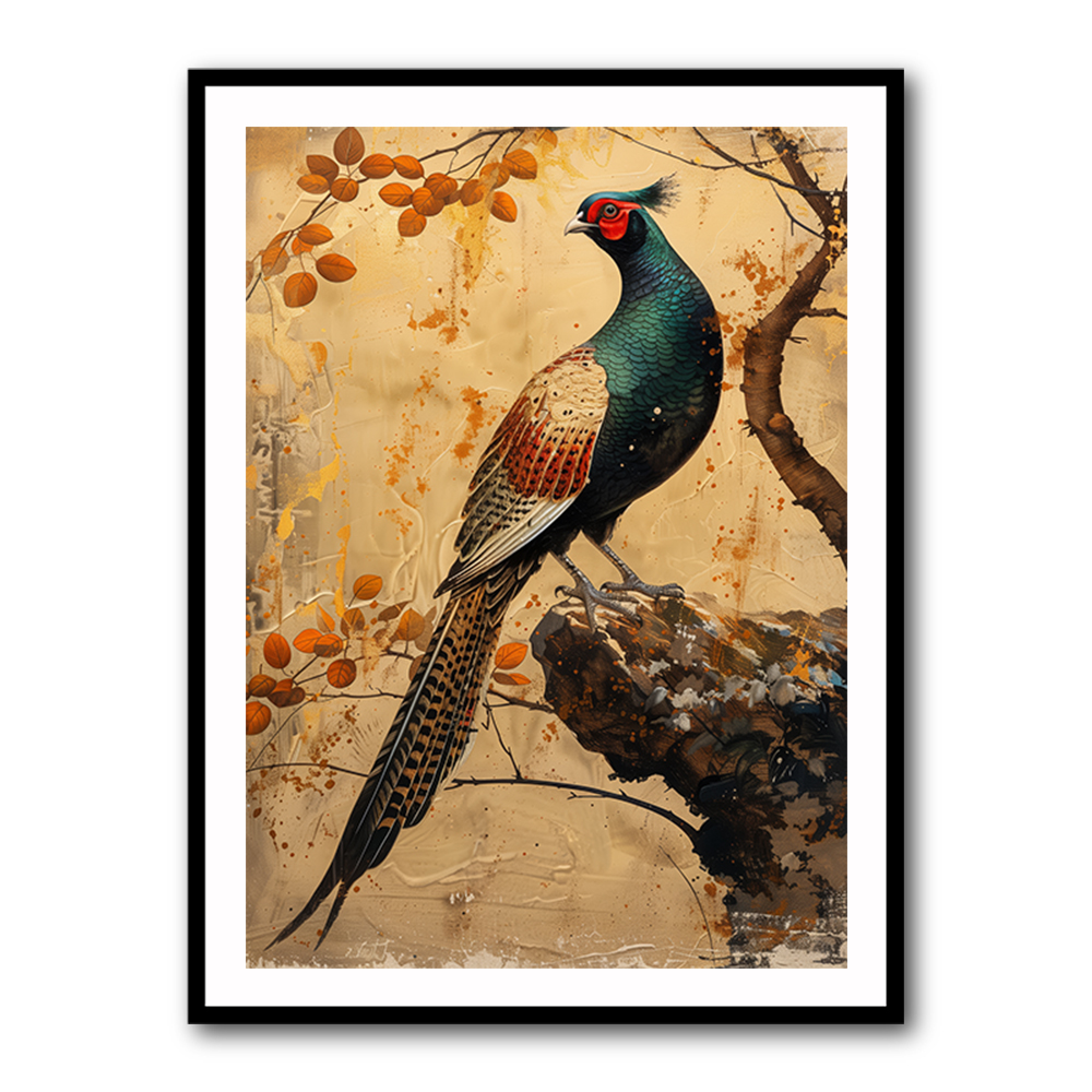 Japanese Green Pheasant 3 Japandi Style Wall Art