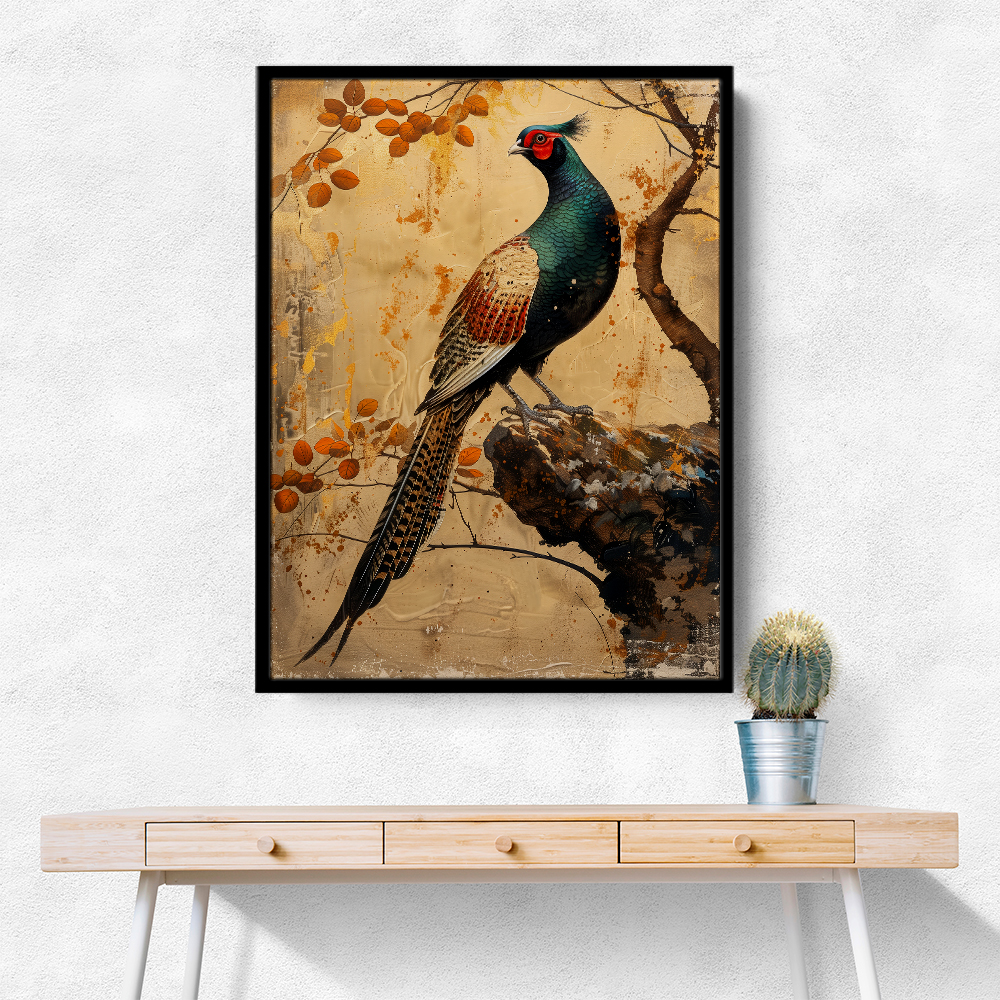 Japanese Green Pheasant 4 Japandi Style Wall Art