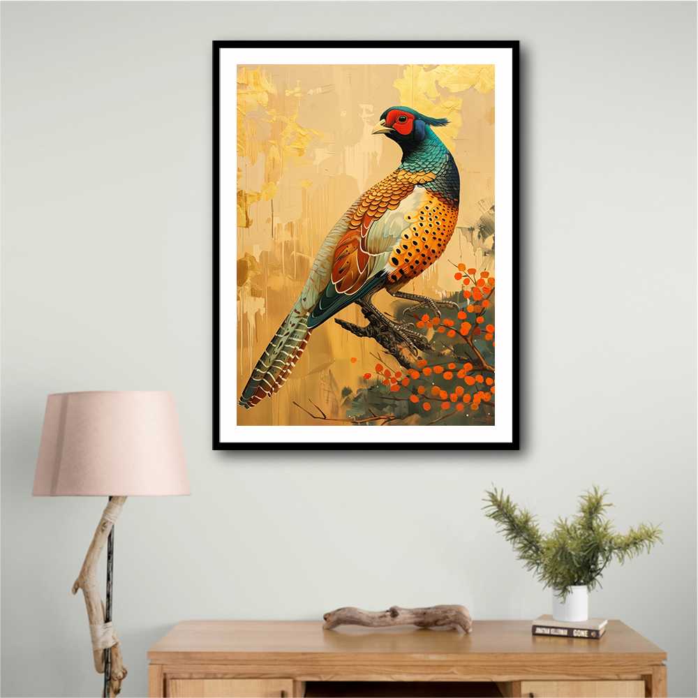 Japanese Green Pheasant 4 Japandi Style Wall Art