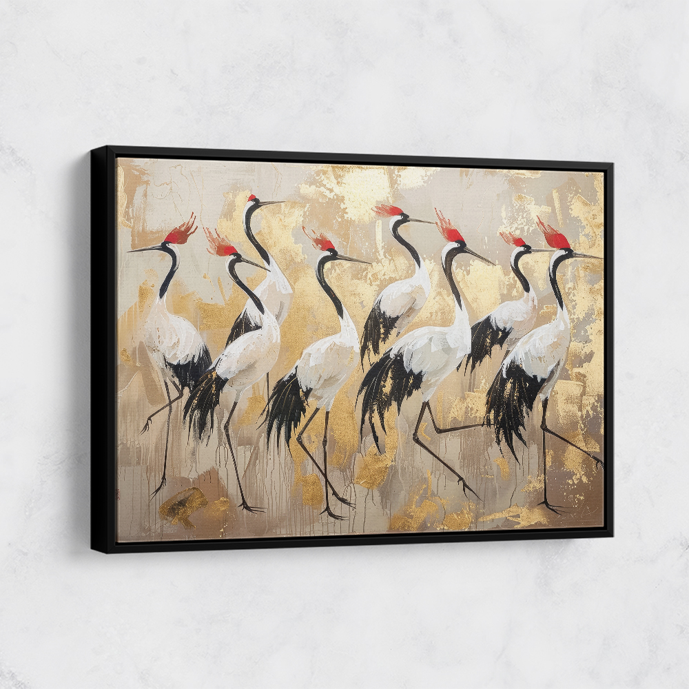Flock of Cranes in a Japandi Style 1 Wall Art