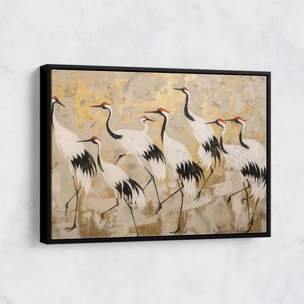 Flock of Cranes in a Japandi Style 2 Wall Art