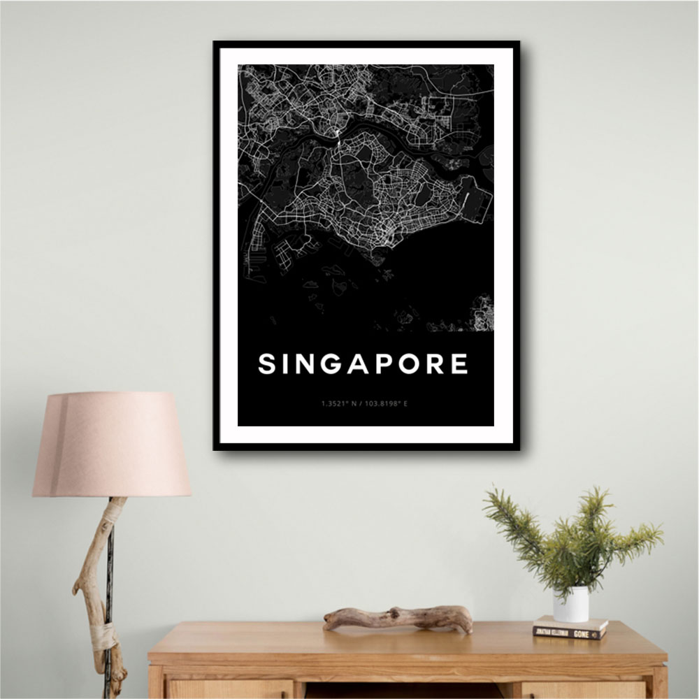 Singapore City Map - Black