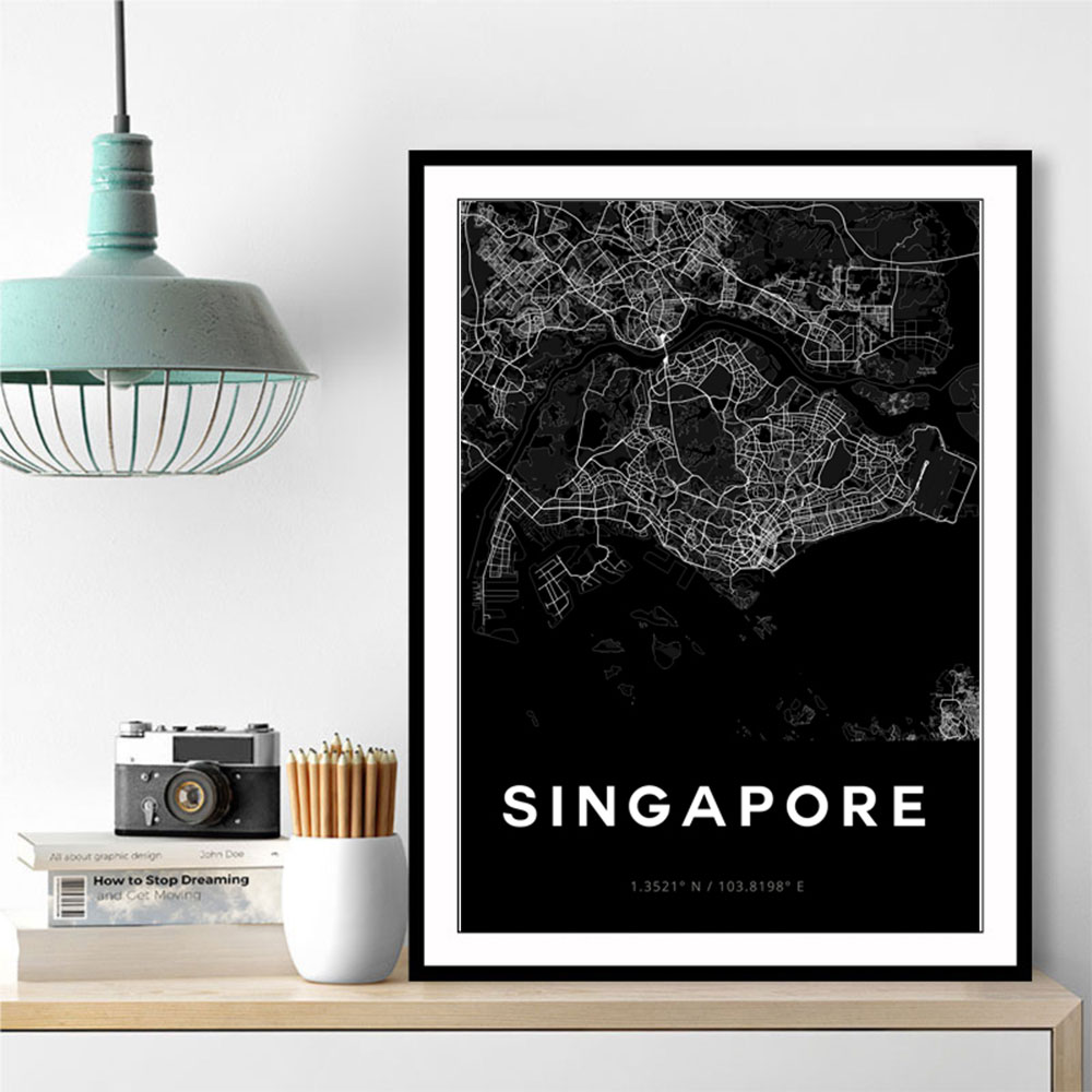Singapore City Map - Black