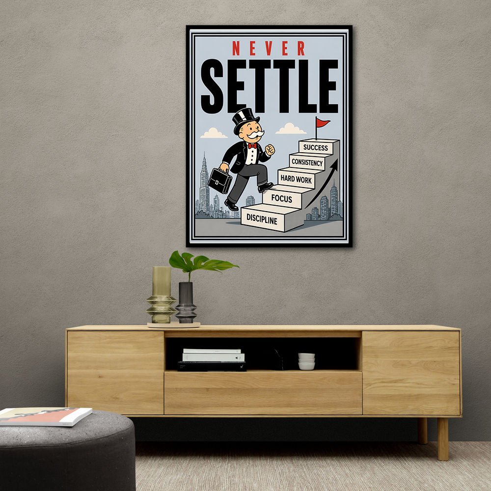 Never Settle – Success Ladder Motivational Art