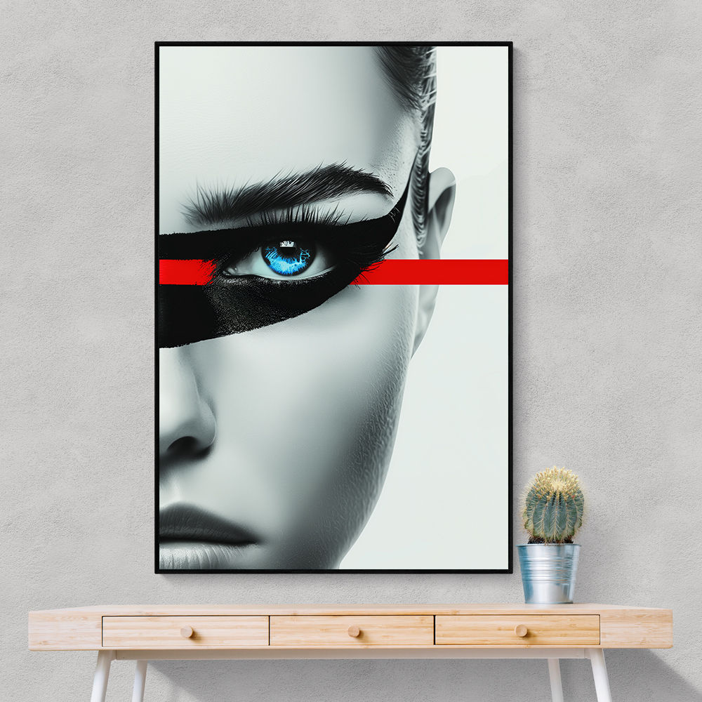 Face Striped - Red & Black