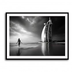 Burj Al Arab Beach Black & White Wall Art