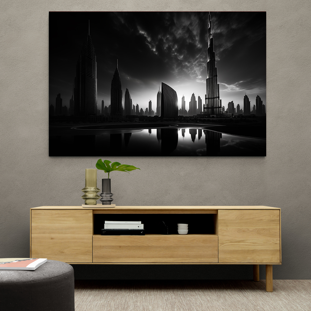 Burj Khalifa Dark Black & White Wall Art