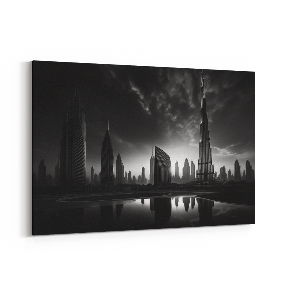 Burj Khalifa Dark Black & White Wall Art