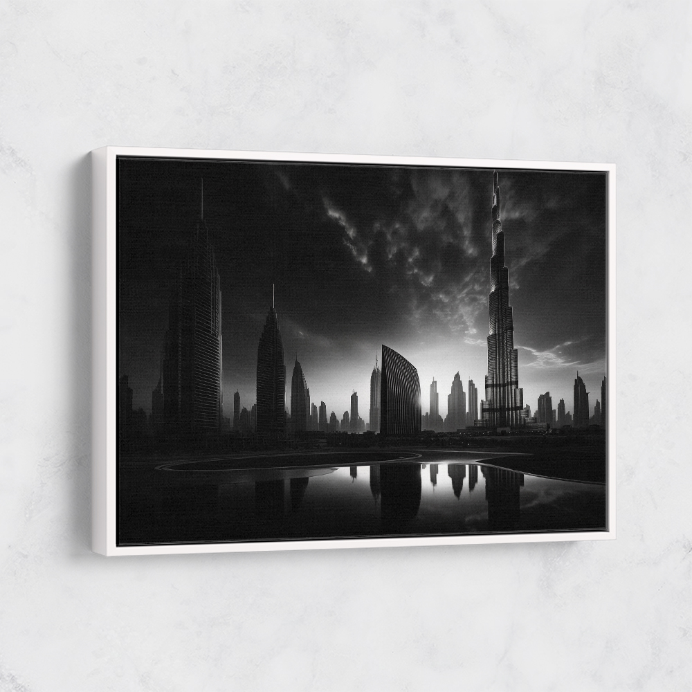Burj Khalifa Dark Black & White Wall Art