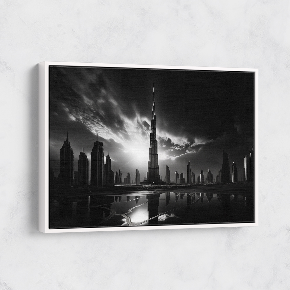 Burj Khalifa Downtown Dubai in Black & White Wall Art