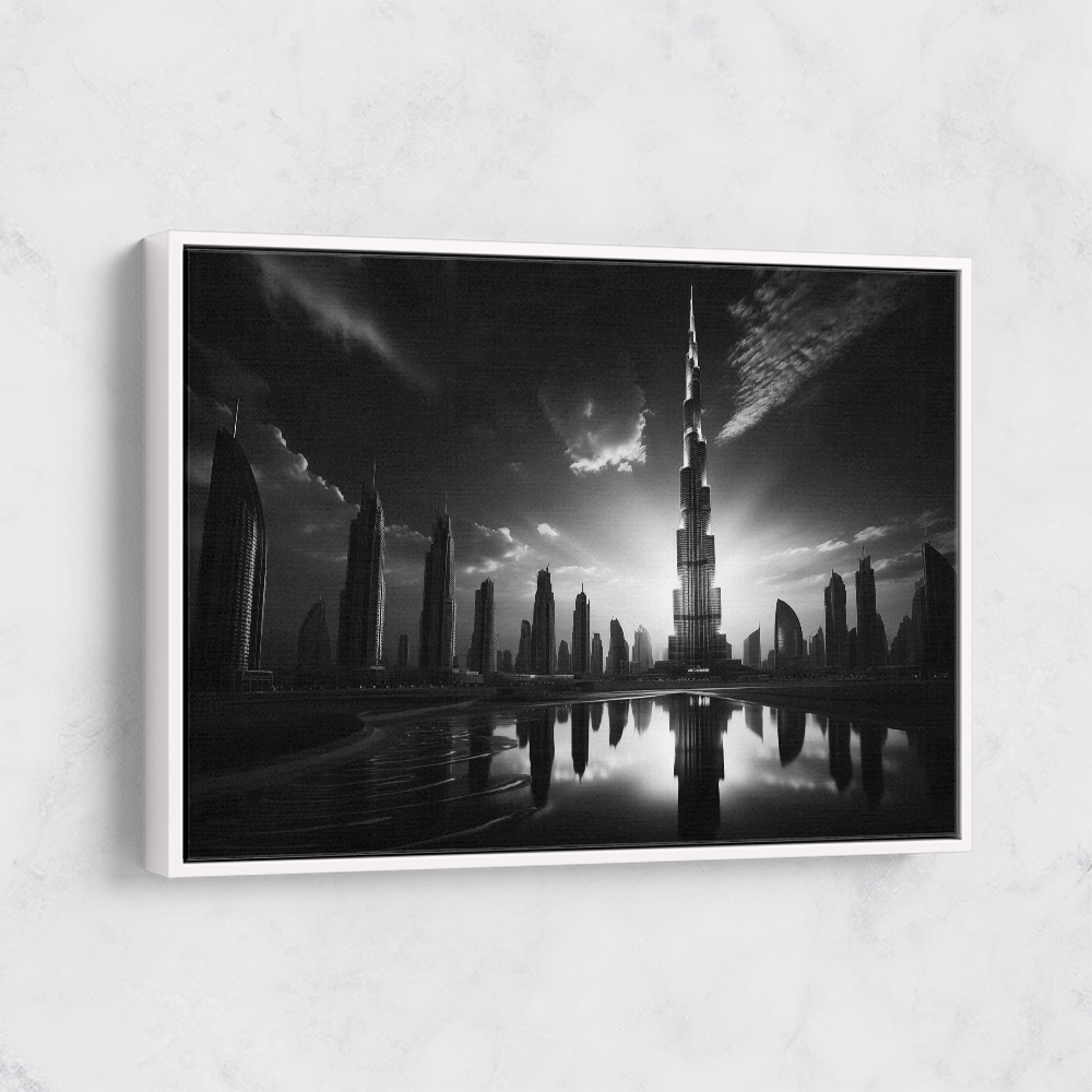 Burj Khalifa Reflection Black & White Wall Art
