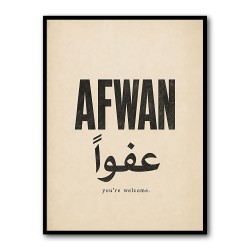 Afwan Arabic Typography Vintage Wall Art