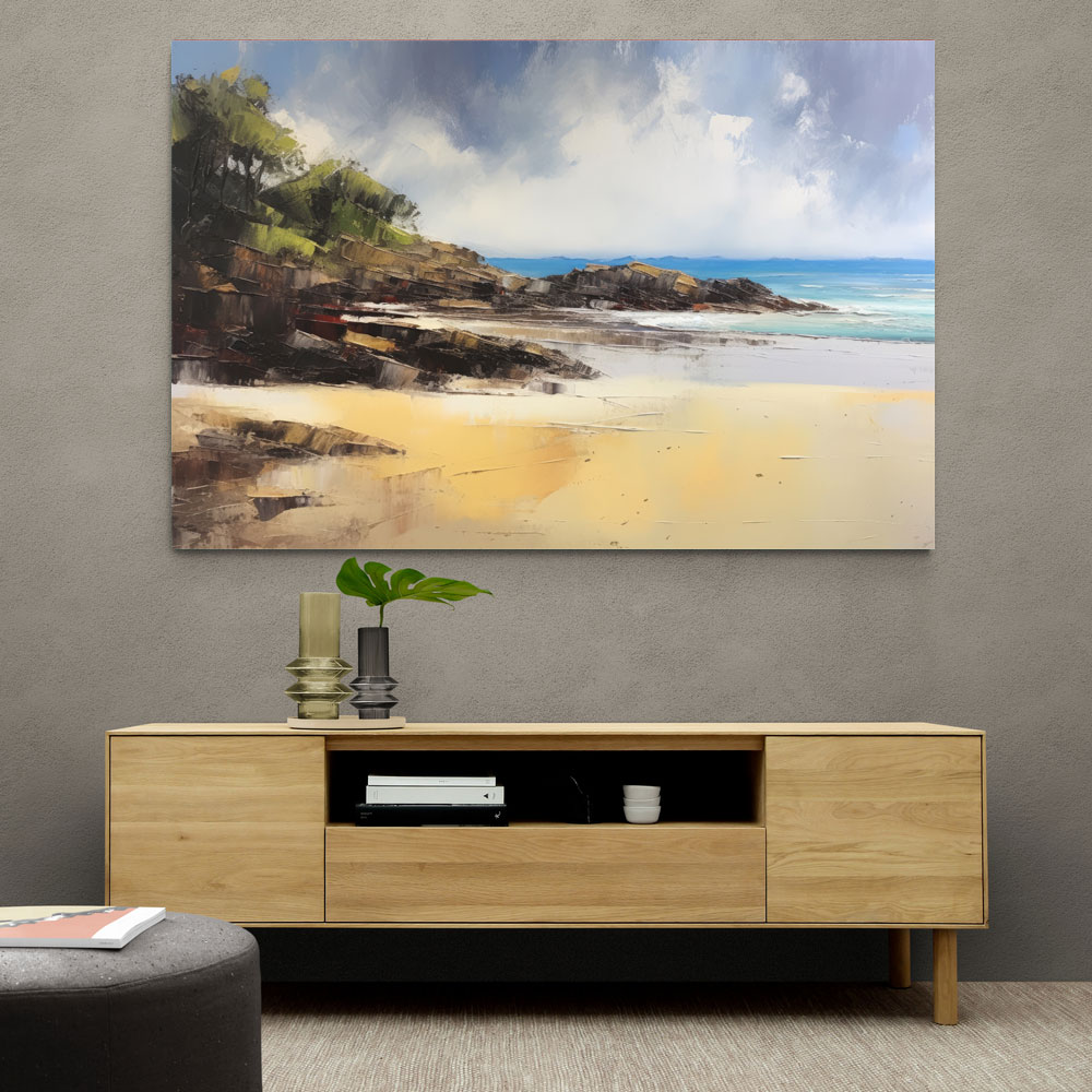 Beach Landscape In Acrylic Style