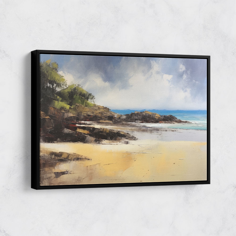Beach Landscape In Acrylic Style