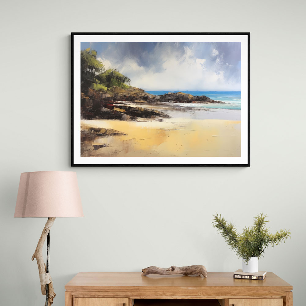 Beach Landscape In Acrylic Style
