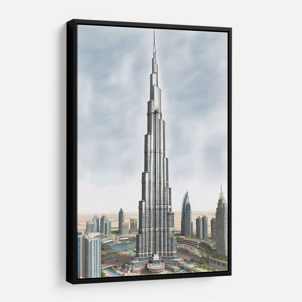 Burj Khalifa Colour Pencil Sketch Artwork