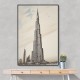 Burj Khalifa Pencil Sketch Artwork