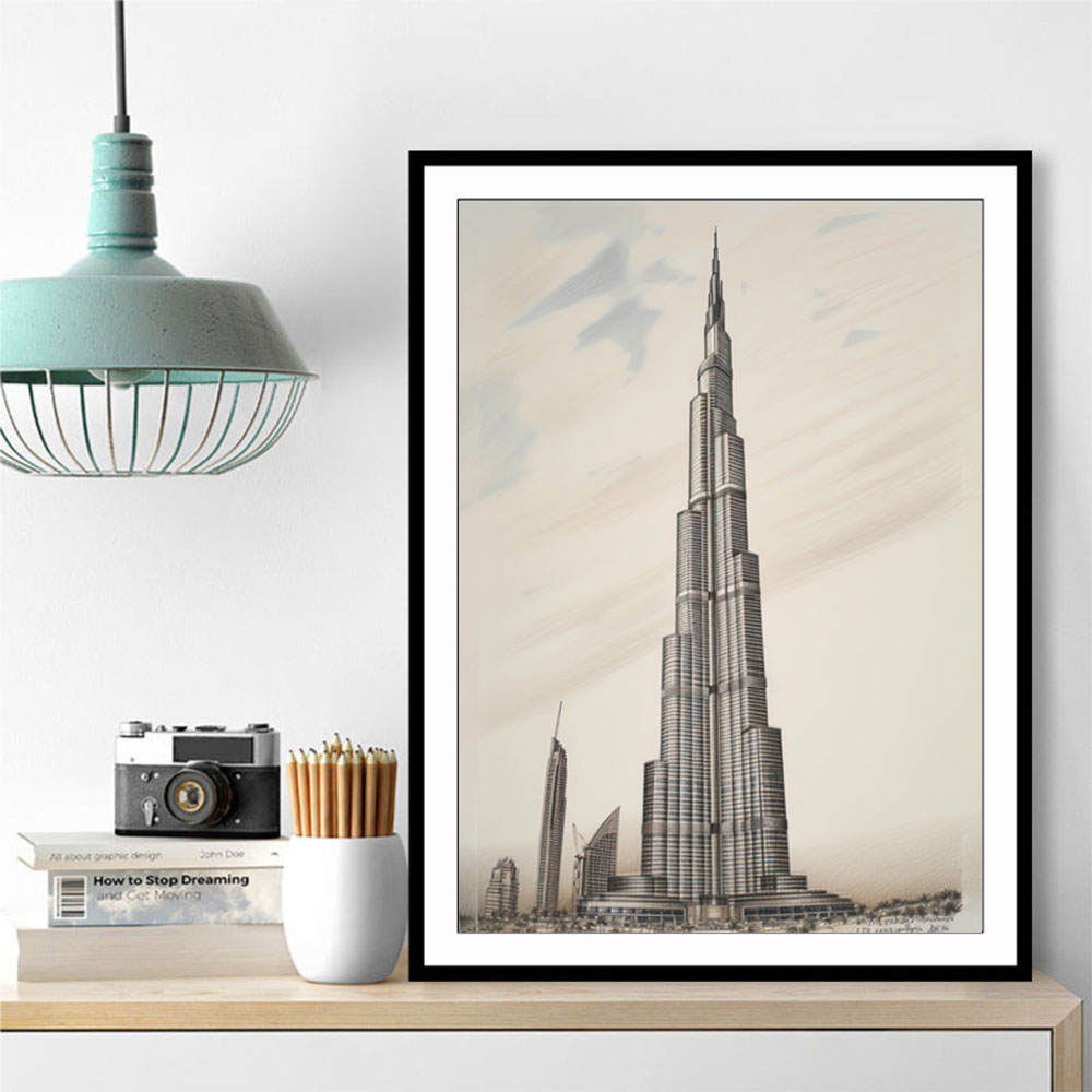 Burj Khalifa Pencil Sketch Artwork