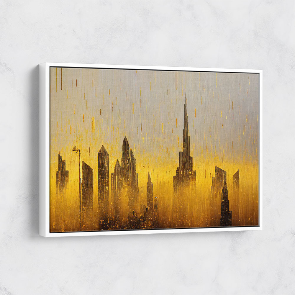 Dubai Skyline Gold Rain Abstract