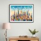 Abstract Skyline Of Dubai in a Hockney Style Wall Art