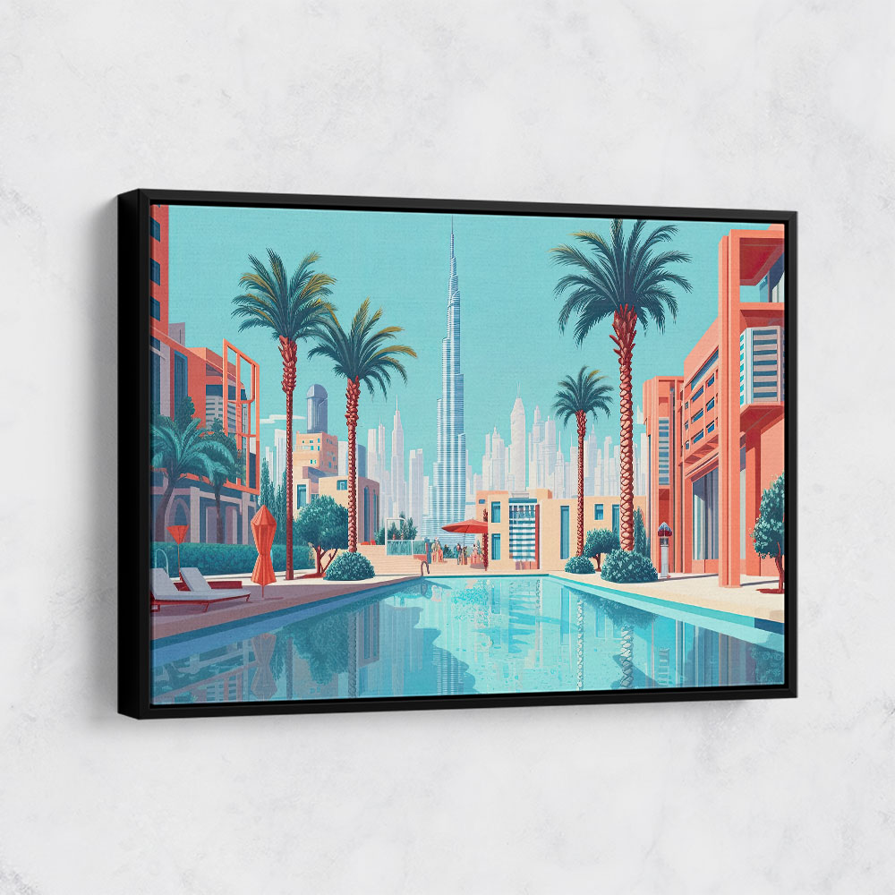 Downtown Dubai in a Hockney Style Wall Art