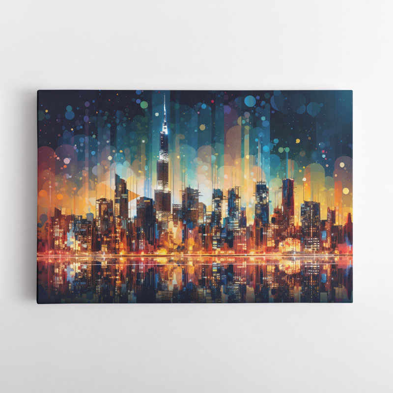 Dubai City Lights Skyline Wall Art