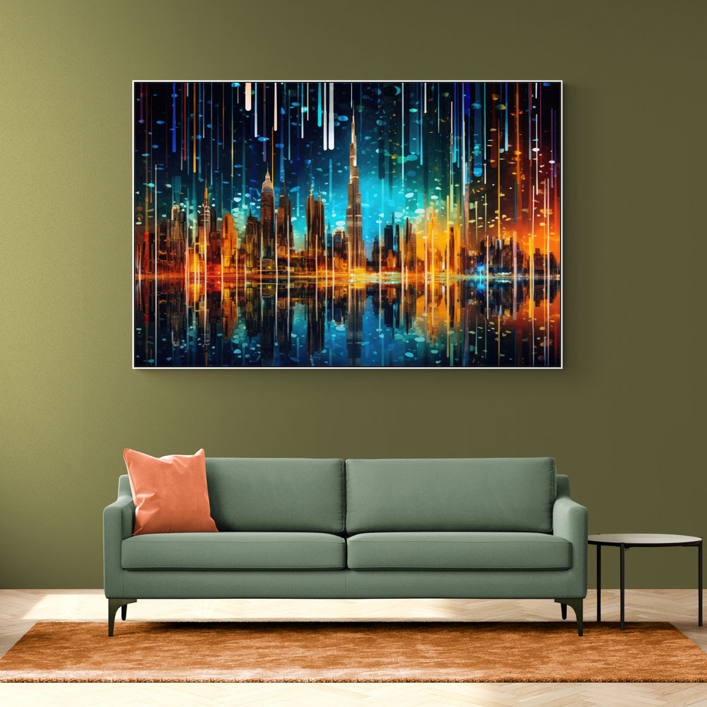 Dubai Skyline City Of Lights Wall Art