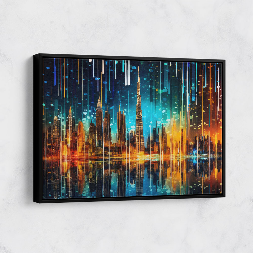 Dubai Skyline City Of Lights Wall Art