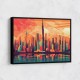 Skyline of Downtown Dubai in a Hockney Style Wall Art